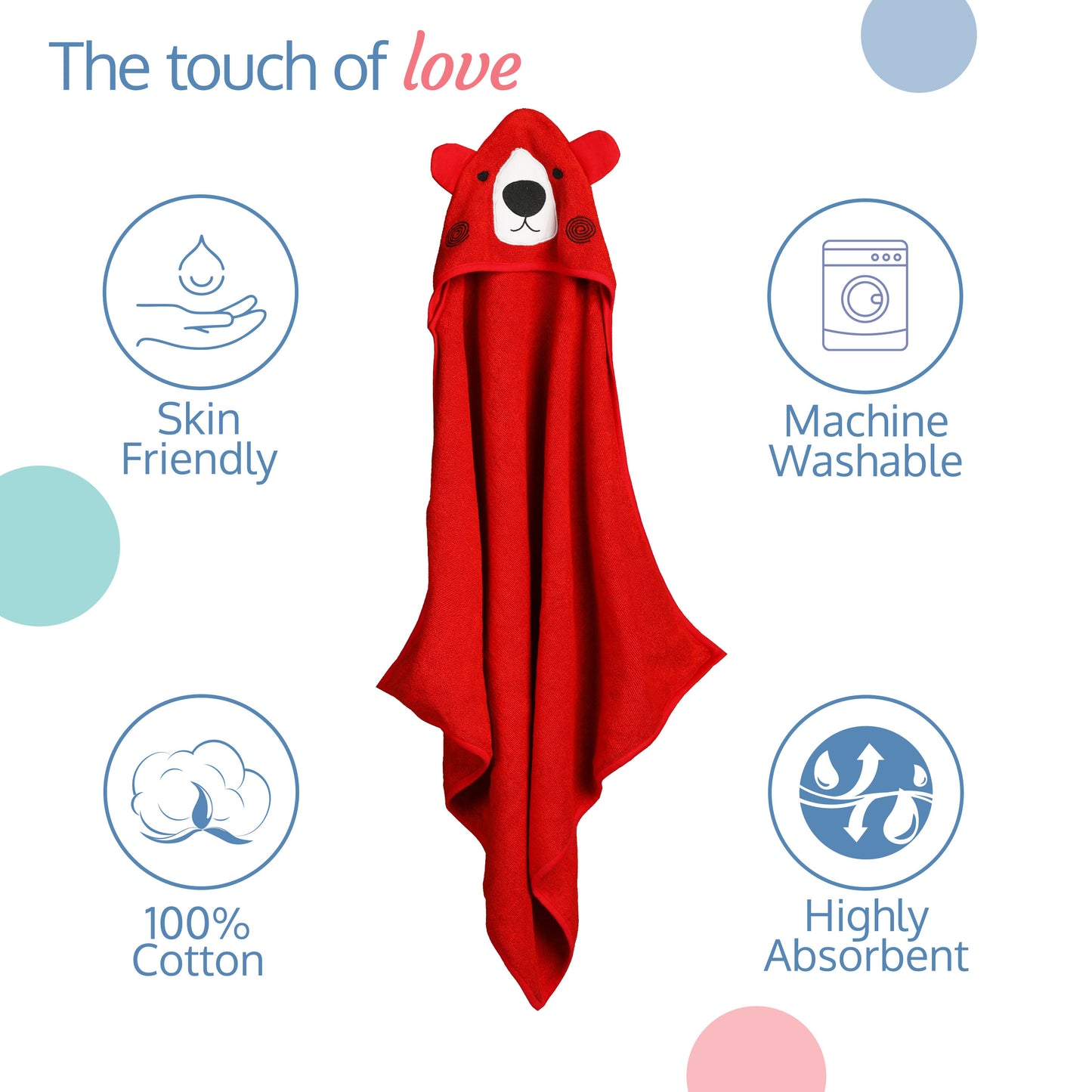 Hooded Baby Bath Towel (Red Bear)