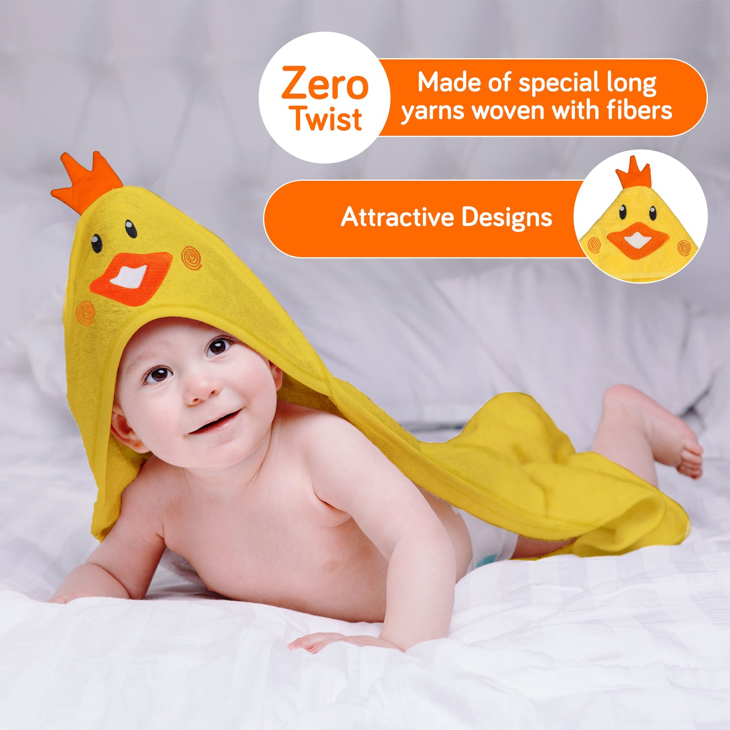Hooded Baby Bath Towel (Yellow Chicken)