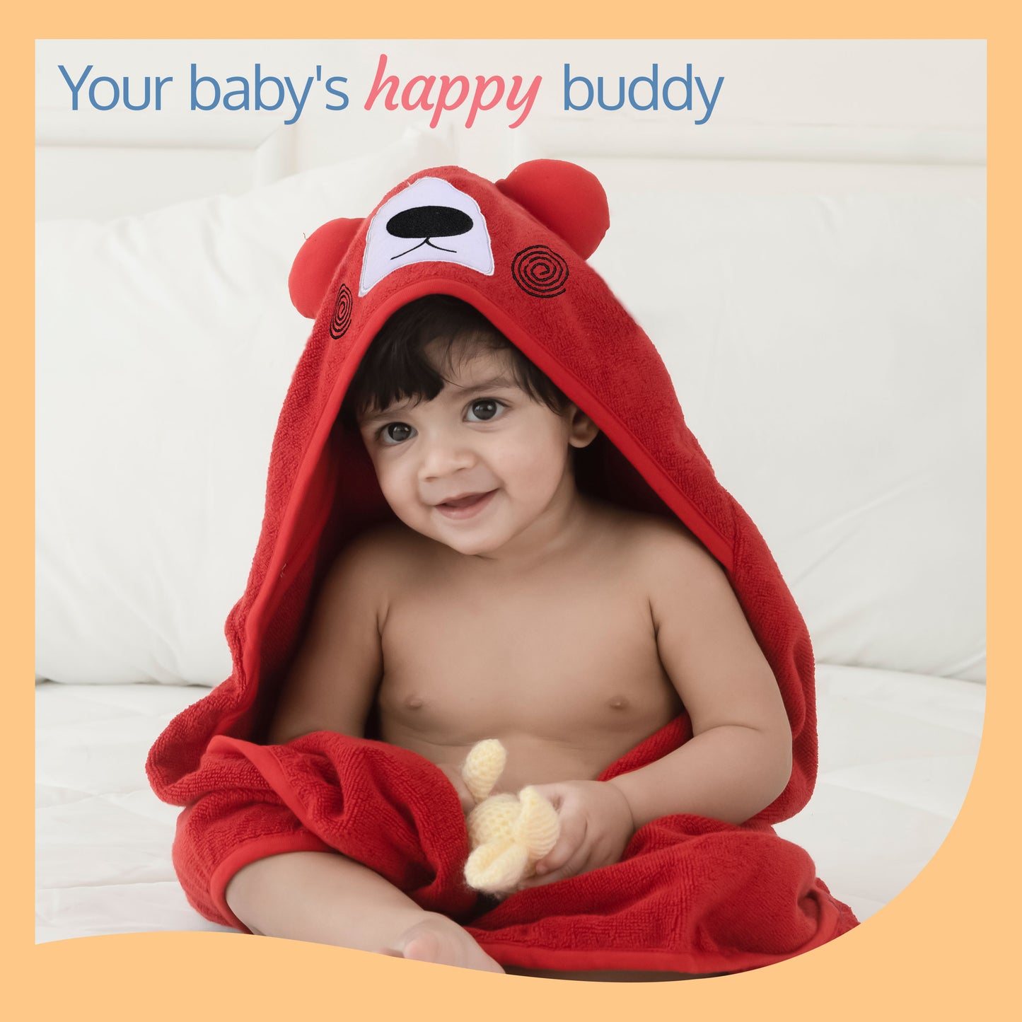 Hooded Baby Bath Towel (Red Bear)