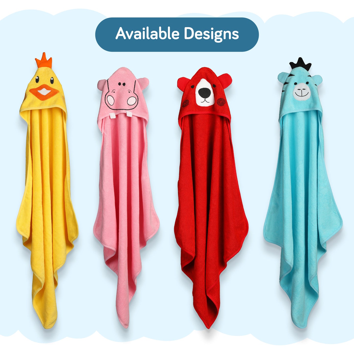 Hooded Baby Bath Towel (Aqua Blue Zebra)