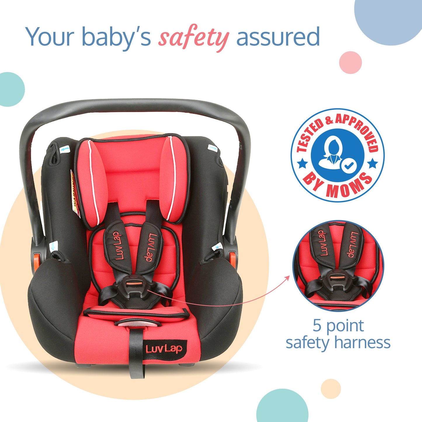 Infant Baby Car Seat Cum Carry Cot, Red