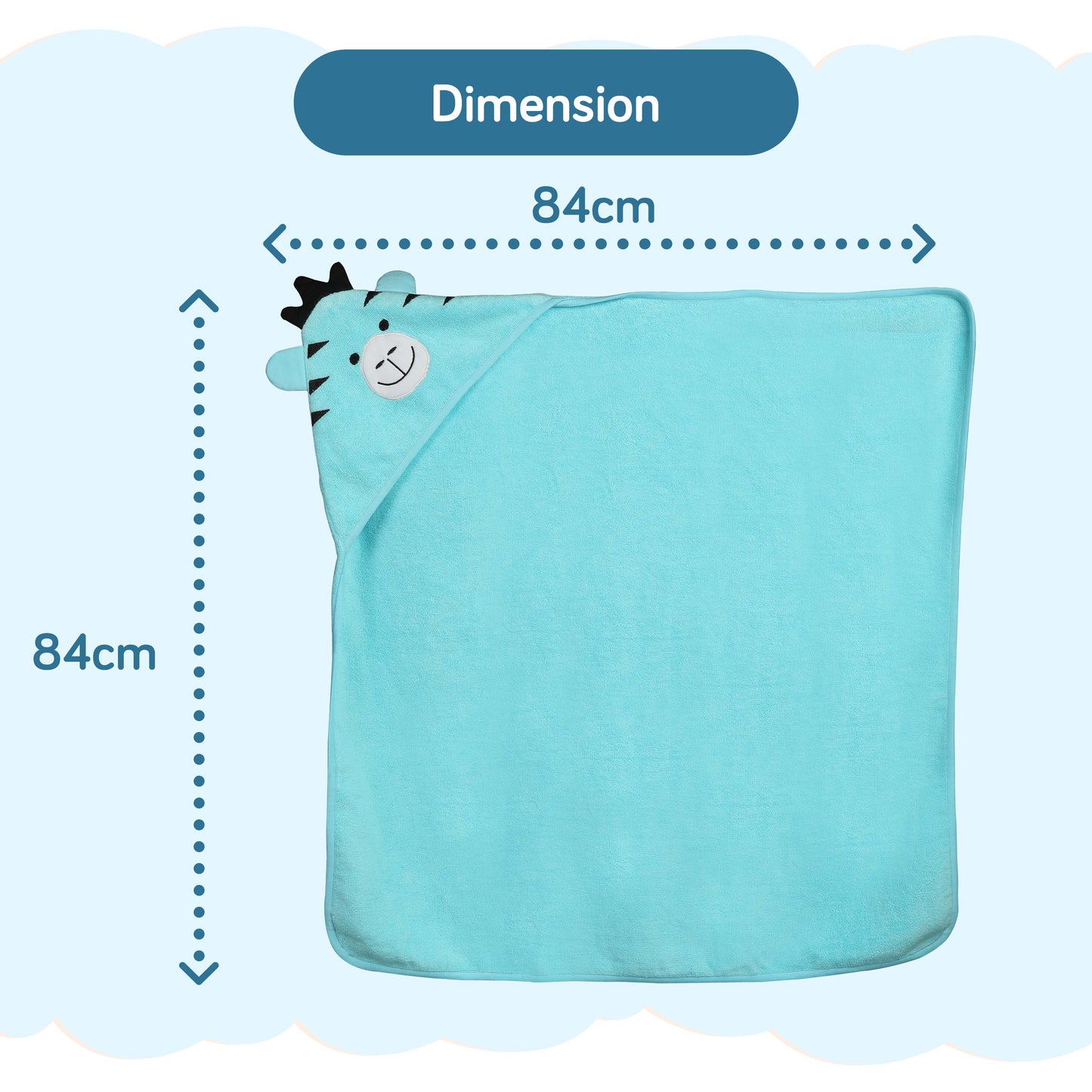 Hooded Baby Bath Towel (Aqua Blue Zebra)