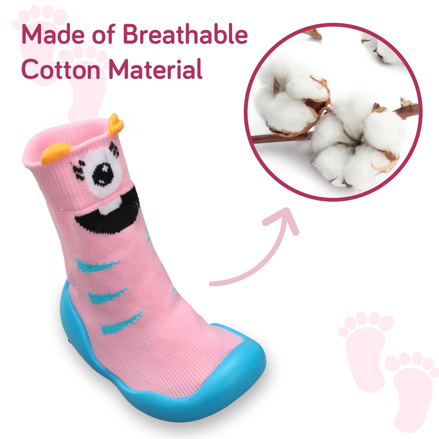 Baby Sock Shoes, Pink Bear, Small