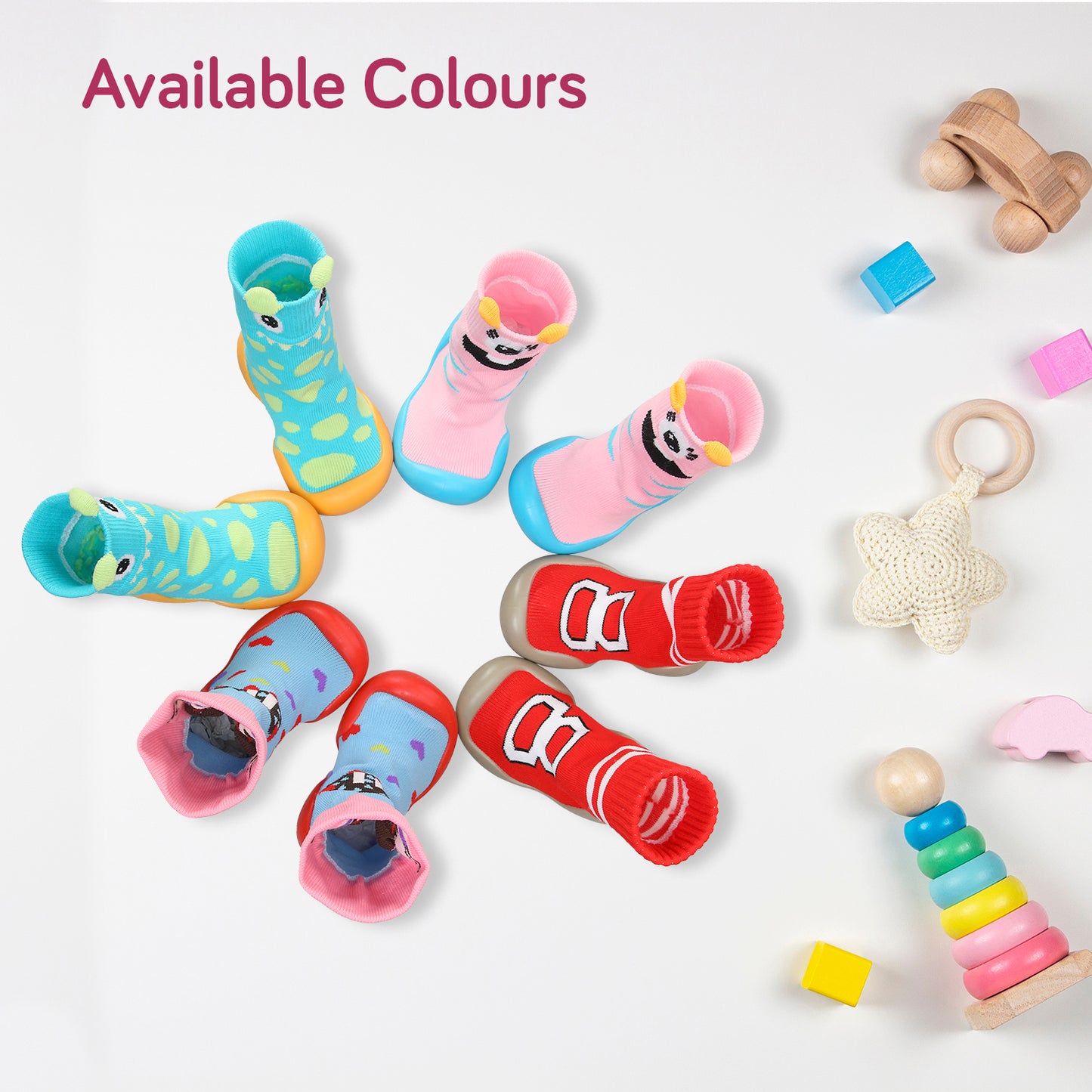 Baby Sock Shoes, Pink Bear, Small