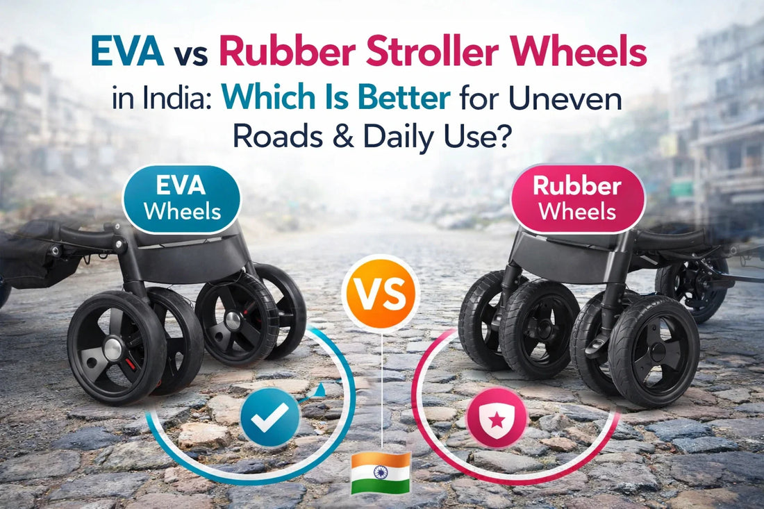 EVA vs Rubber Stroller Wheels in India: Which Is Better for Uneven Roads & Daily Use?