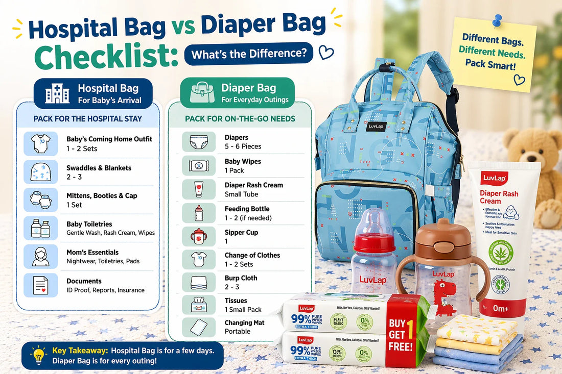 Hospital Bag vs Diaper Bag Checklist: What’s the Difference?