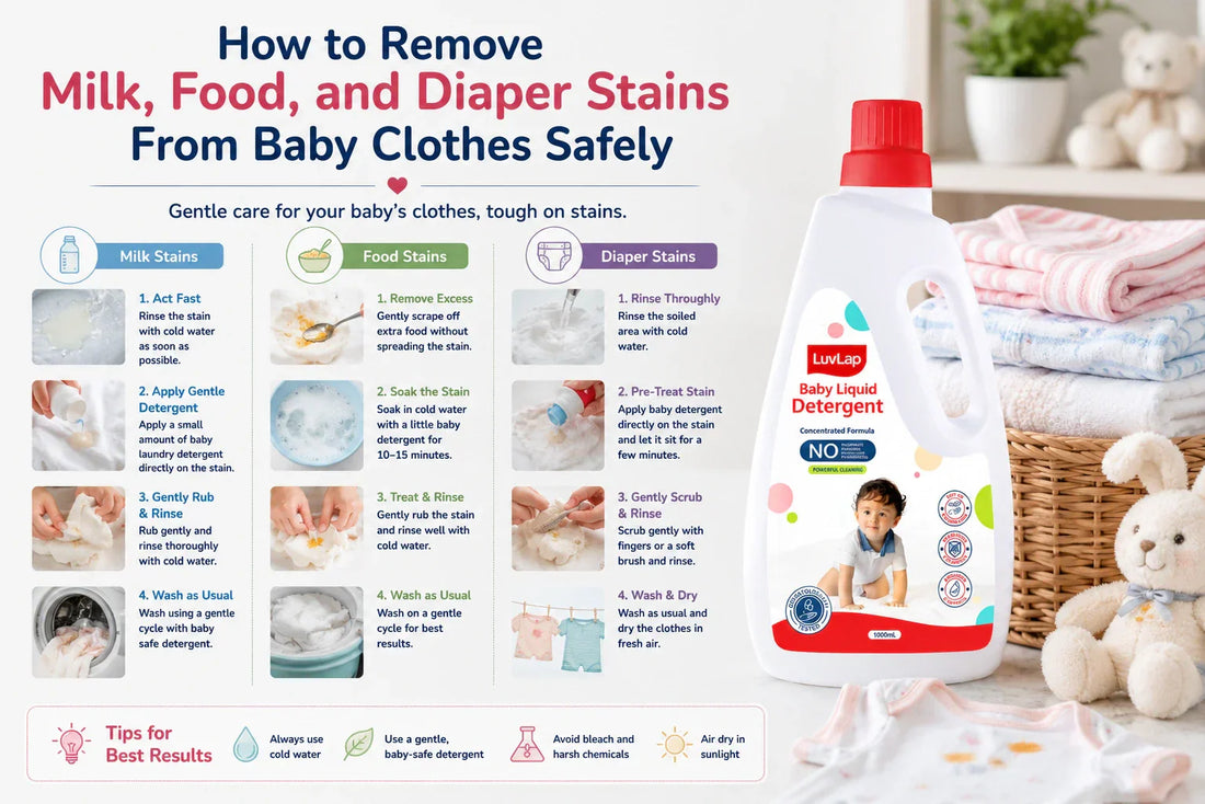 How to Remove Milk, Food, and Diaper Stains From Baby Clothes Safely