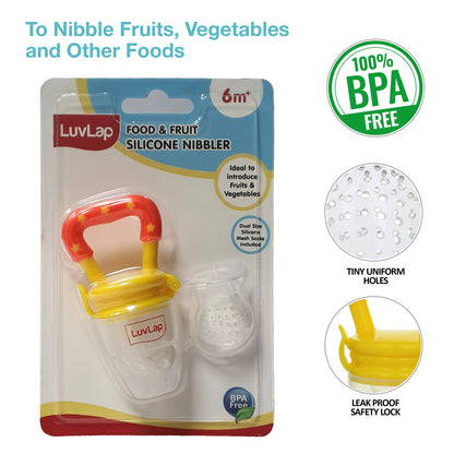 Silicone Food/Fruit Nibbler with Extra Mesh, Infant, Joystar Yellow, BPA Free