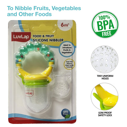 Silicone Food/Fruit Nibbler with Extra Mesh, Infant, Pearly Green, BPA Free