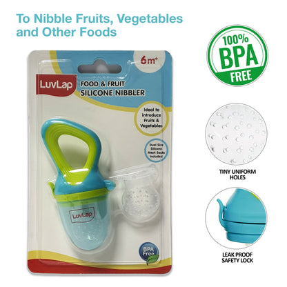 Silicone Food/Fruit Nibbler with Extra Mesh, Elegant Blue, BPA Free