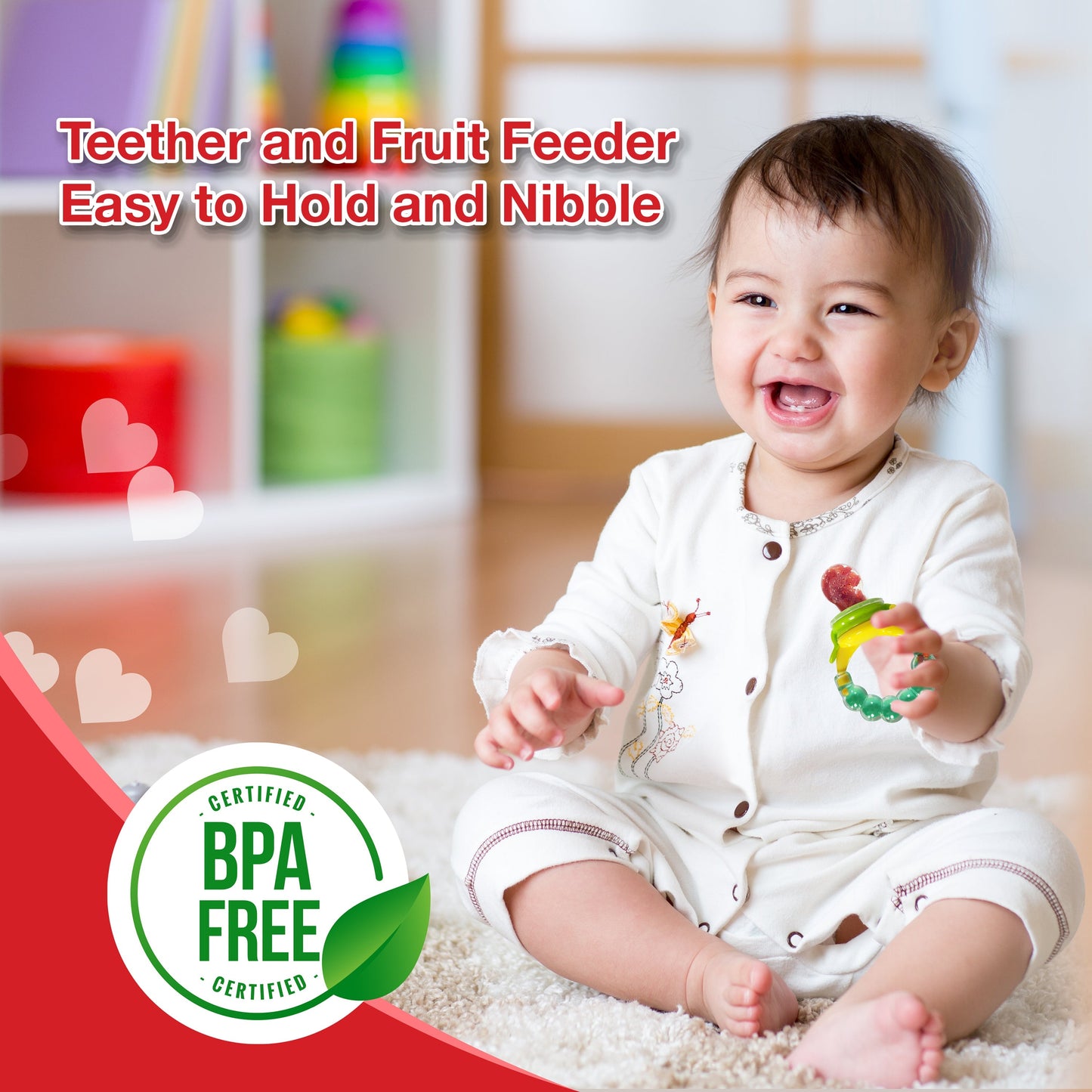 Silicone Food/Fruit Nibbler with Extra Mesh, Infant, Pearly Green, BPA Free