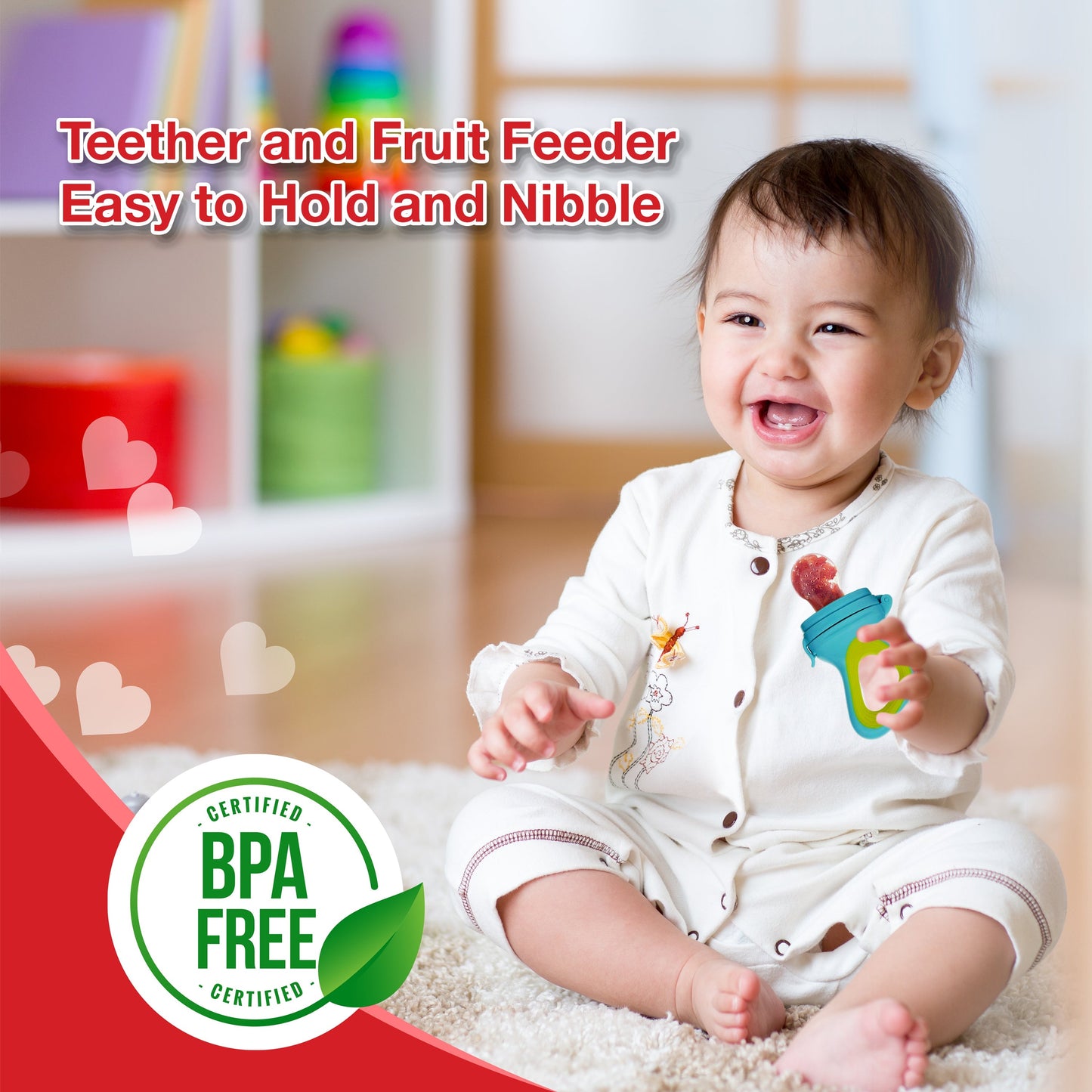 Silicone Food/Fruit Nibbler with Extra Mesh, Elegant Blue, BPA Free