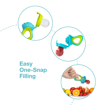 Silicone Food/Fruit Nibbler with Extra Mesh, Elegant Blue, BPA Free