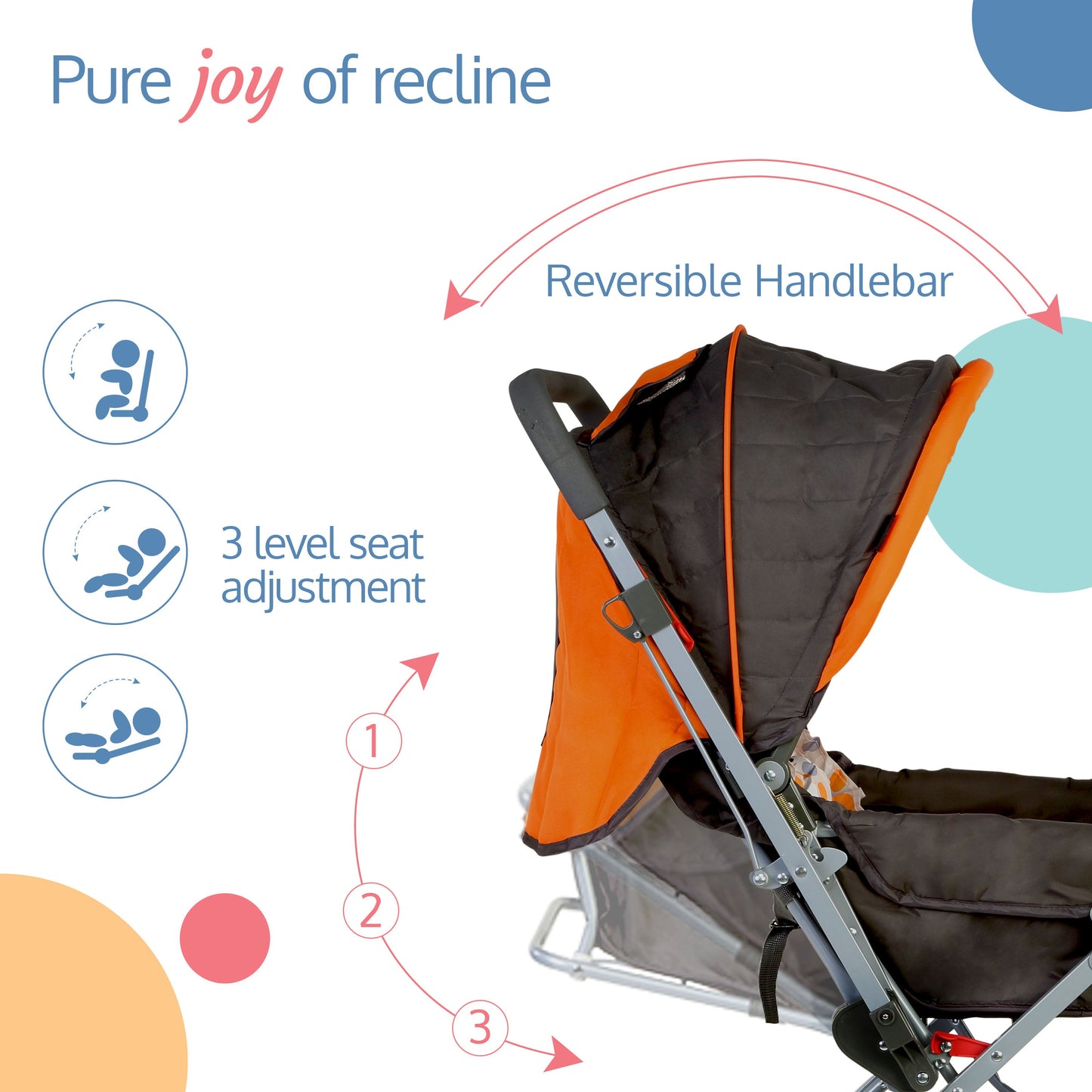 Sunshine Baby Stroller / Pram for 0 to 3 Years, New Born / Toddler / Kid, 5 Point Safety Harness, Adjustable backrest, 360° Swivel Wheel, Large storage basket, Reversible Handlebar (White)