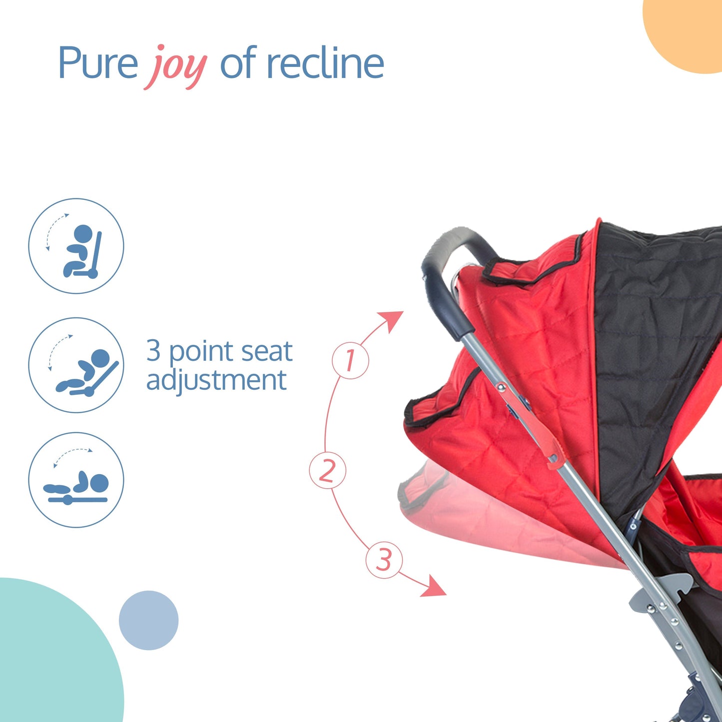 Starshine Baby Stroller/Pram for 0 to 3 Years, New Born/Toddler/Kid, Lightweight, Adjustable backrest, 360° Swivel Wheel, Large Storage Basket, Reversible Handlebar (Red)
