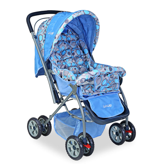 Starshine Baby Stroller/Pram for 0 to 3 Years, New Born/Toddler/Kid, Lightweight, Adjustable backrest, 360° Swivel Wheel, Large Storage Basket, Reversible Handlebar (Sky Blue)