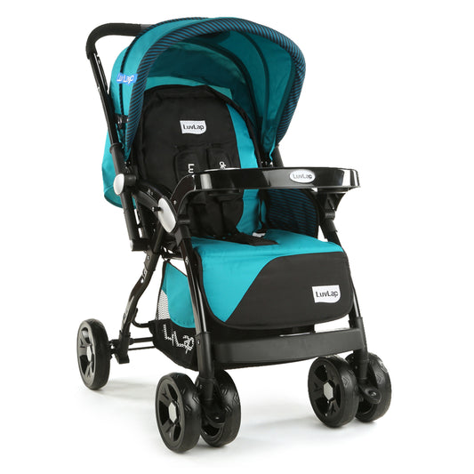 Galaxy Baby Stroller, Pram for Baby with 5 Point Safety Harness, Spacious Cushioned seat with Multi Level seat Recline, Easy Fold, Lightweight Baby Stroller for 0 to 3 Years (Green & Black)