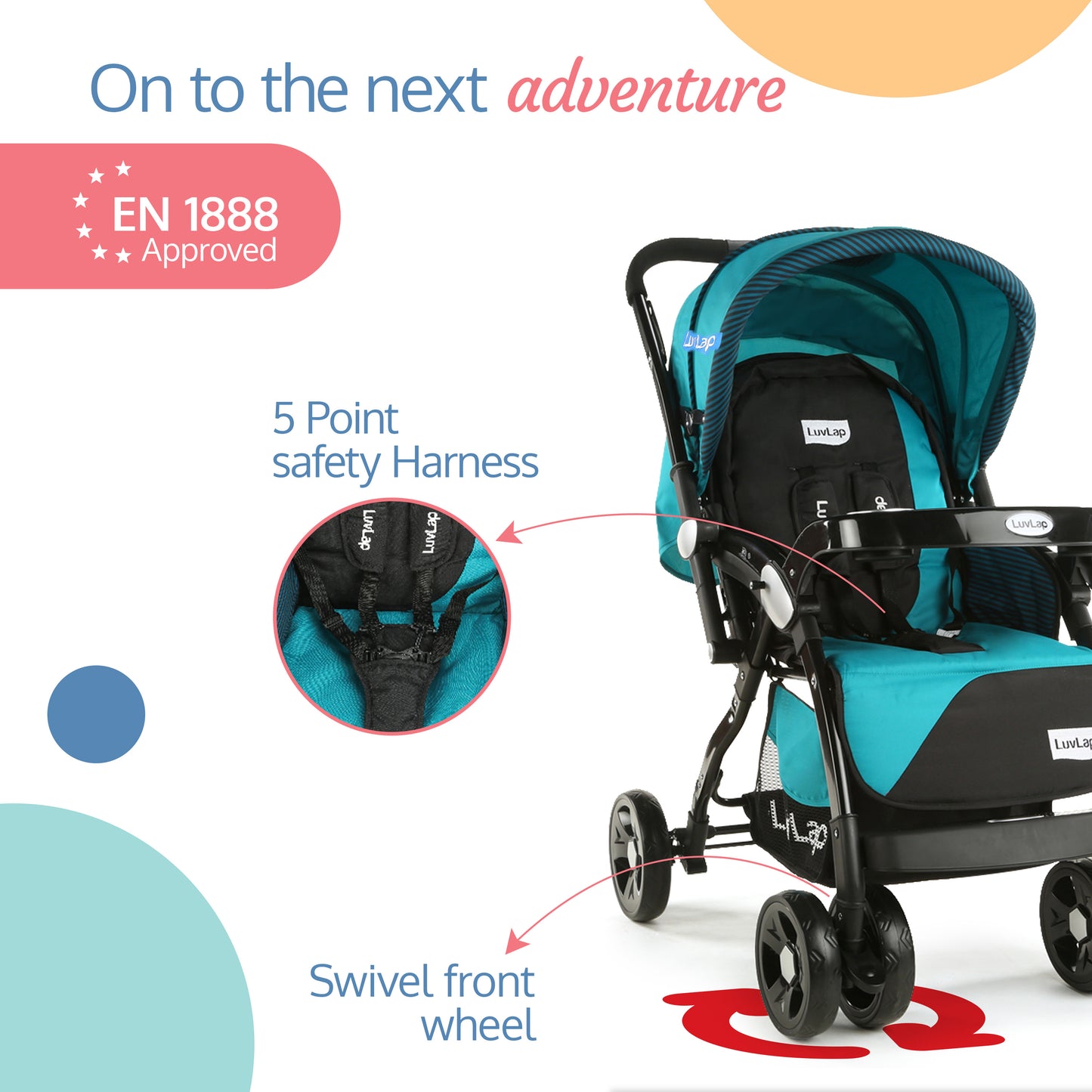 Galaxy Baby Stroller, Pram for Baby with 5 Point Safety Harness, Spacious Cushioned seat with Multi Level seat Recline, Easy Fold, Lightweight Baby Stroller for 0 to 3 Years (Green & Black)