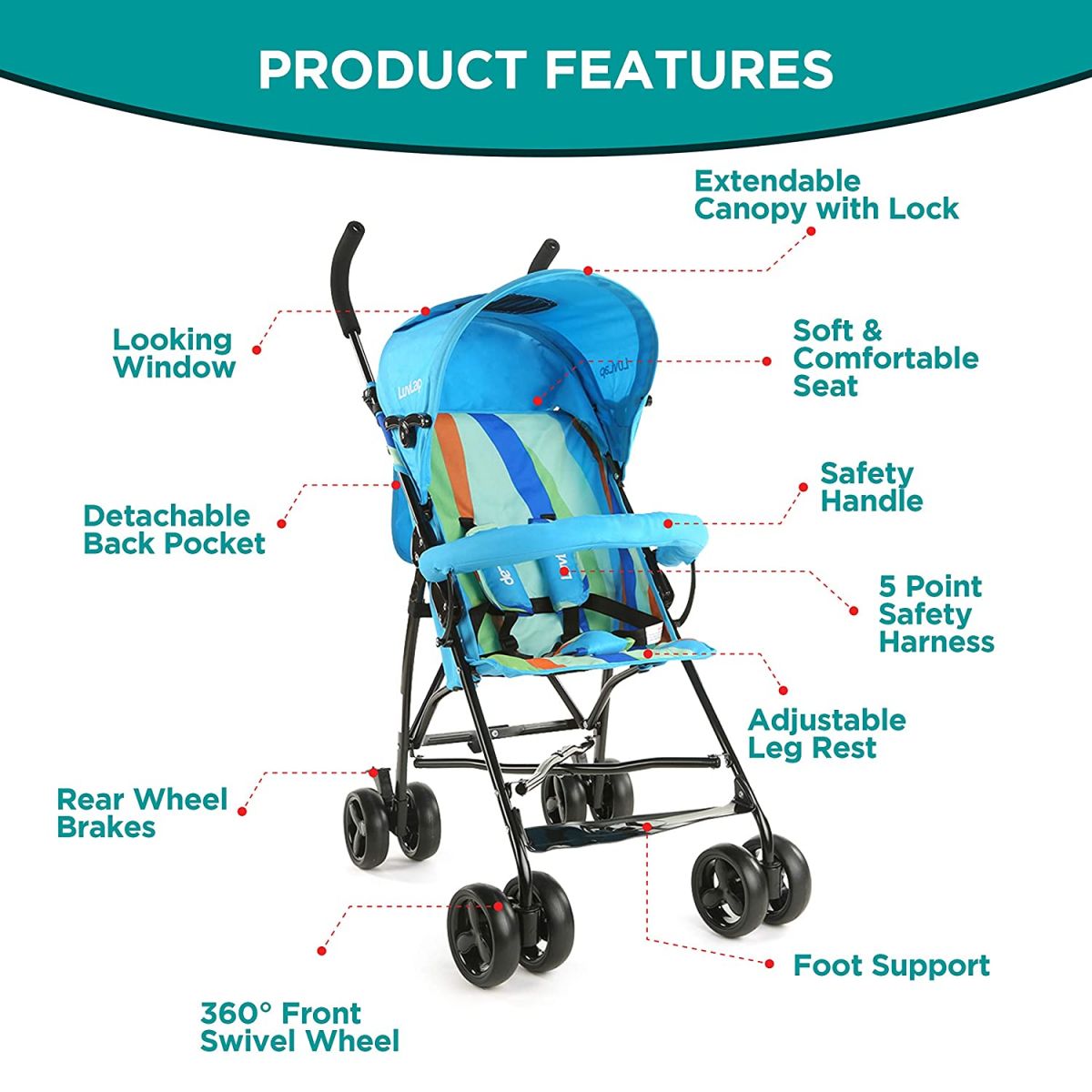 Tutti Frutti Baby Stroller Buggy, Light Blue