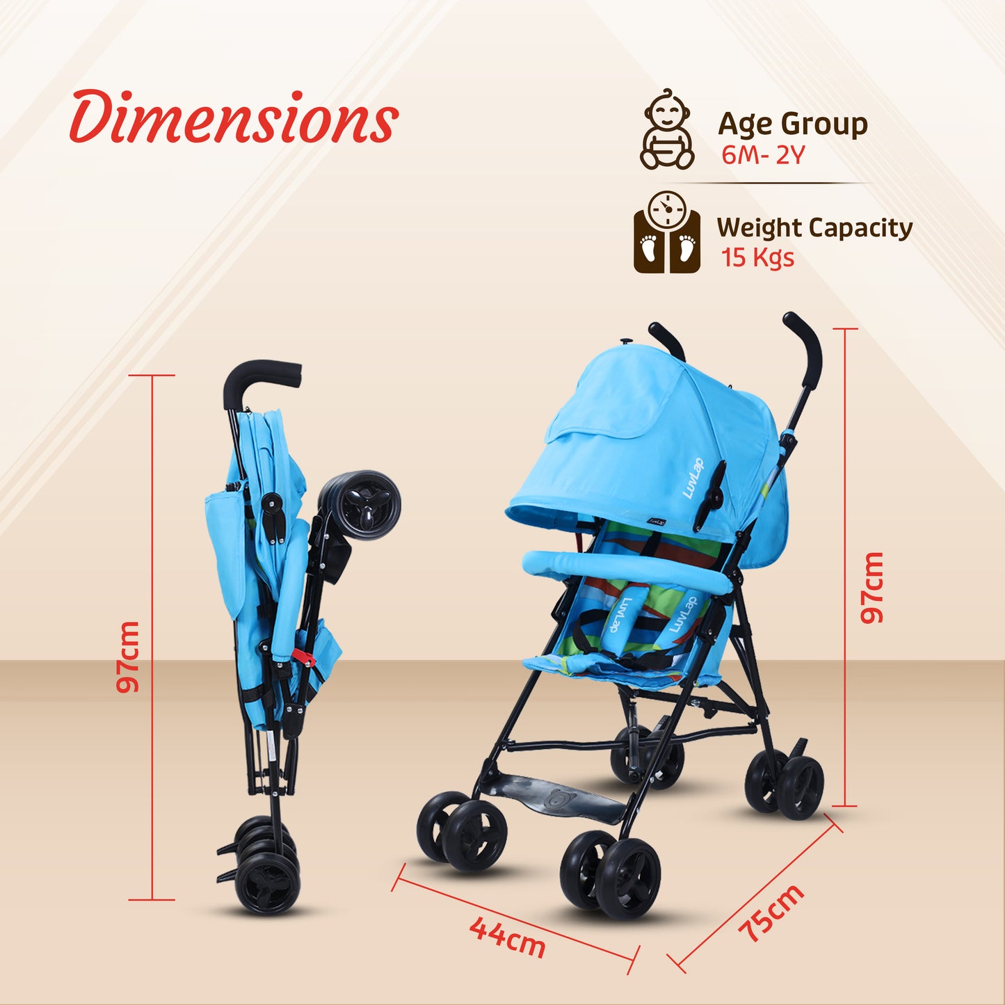 Tutti Frutti Baby Stroller Buggy, Light Blue