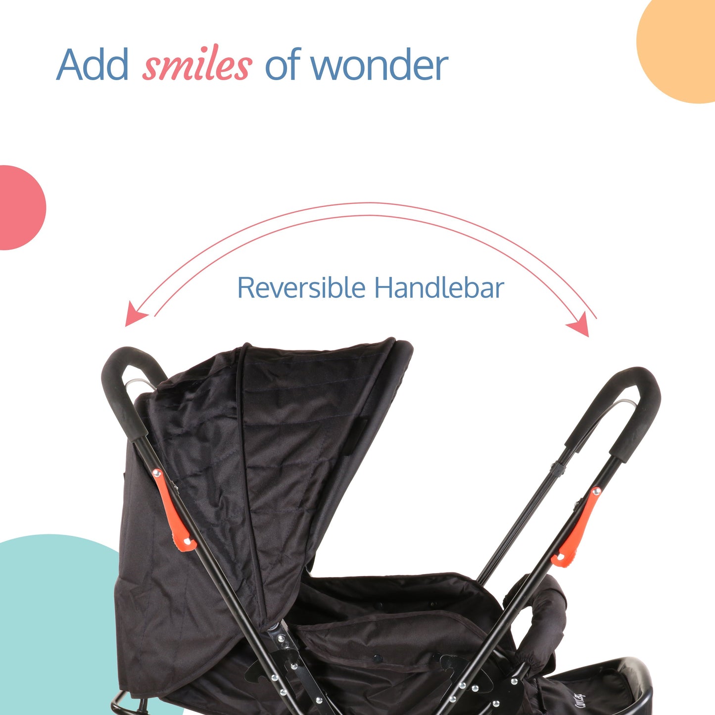 Starshine Baby Stroller / Pram for 0 to 3 Years, New Born / Toddler / Kid, Lightweight, Adjustable backrest, 360° Swivel Wheel, Large storage basket, Reversible Handlebar (Black)