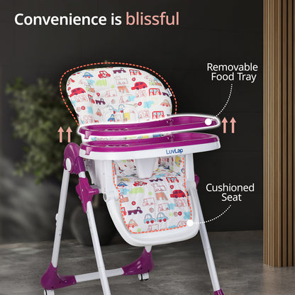 Royal High Chair for Baby, En 71 Certified, 3 Position Recline, Baby Feeding Chair with 7 Level Height Adjustment, Adjustable Footrest, 6 Months+ (Purple)