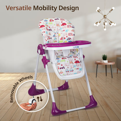 Royal High Chair for Baby, En 71 Certified, 3 Position Recline, Baby Feeding Chair with 7 Level Height Adjustment, Adjustable Footrest, 6 Months+ (Purple)