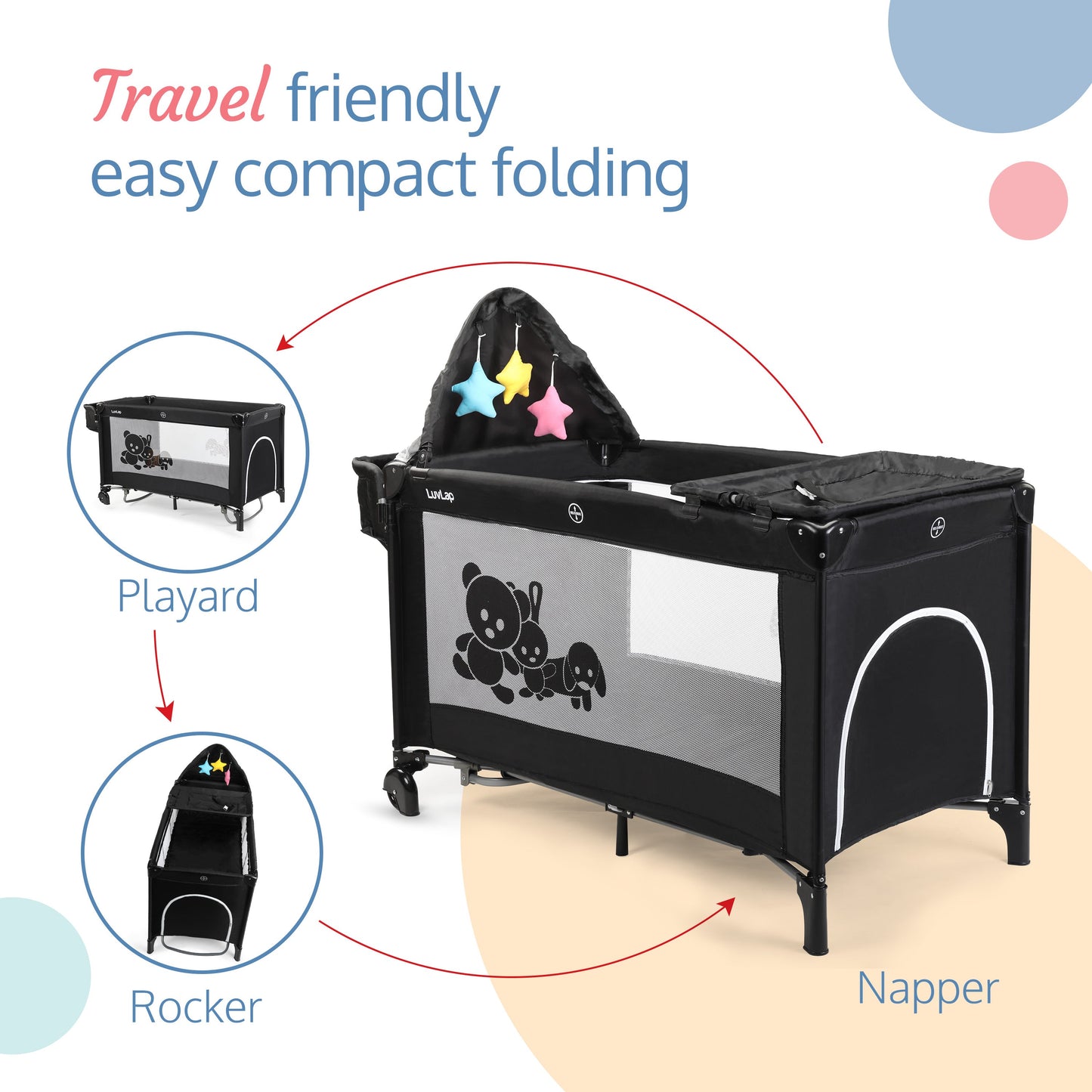 Wonderjoy Baby Playpen, Black