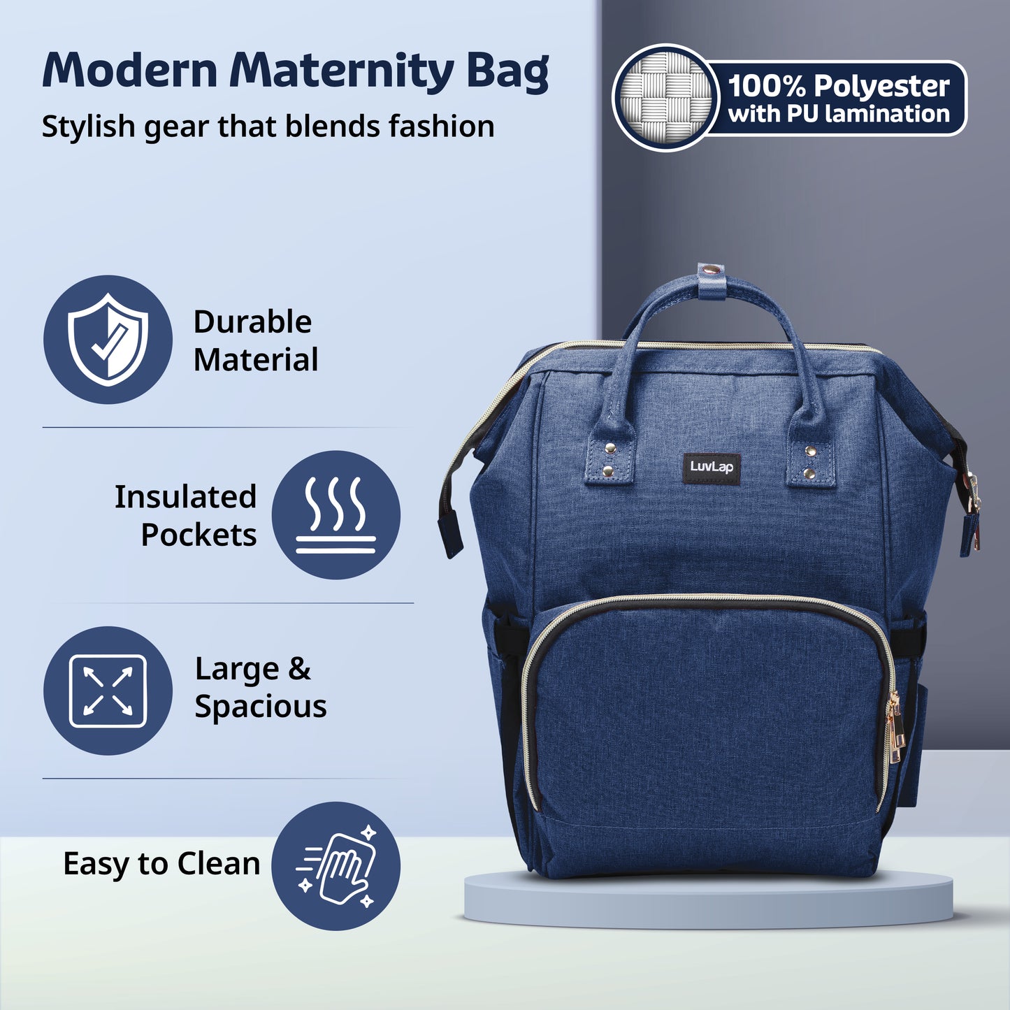 Lily Diaper Bag, Navy Blue