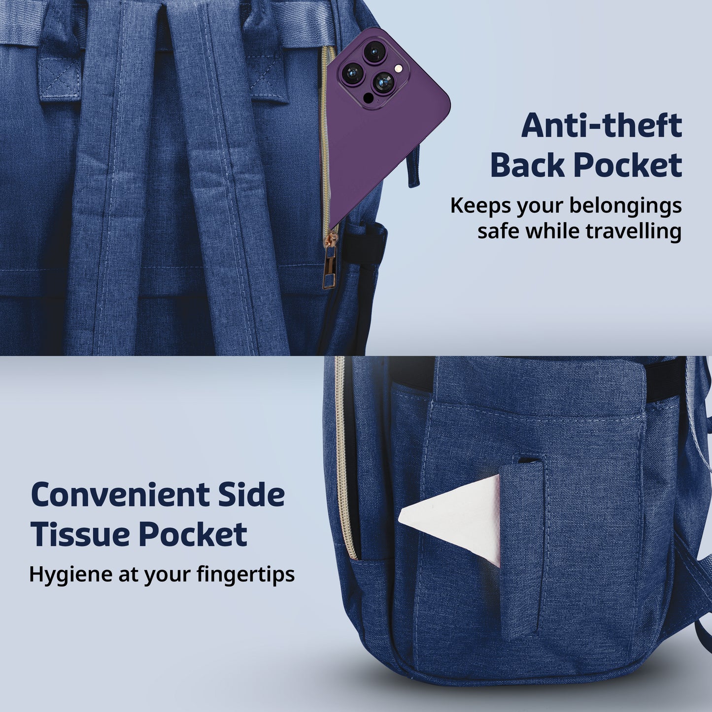 Lily Diaper Bag, Navy Blue