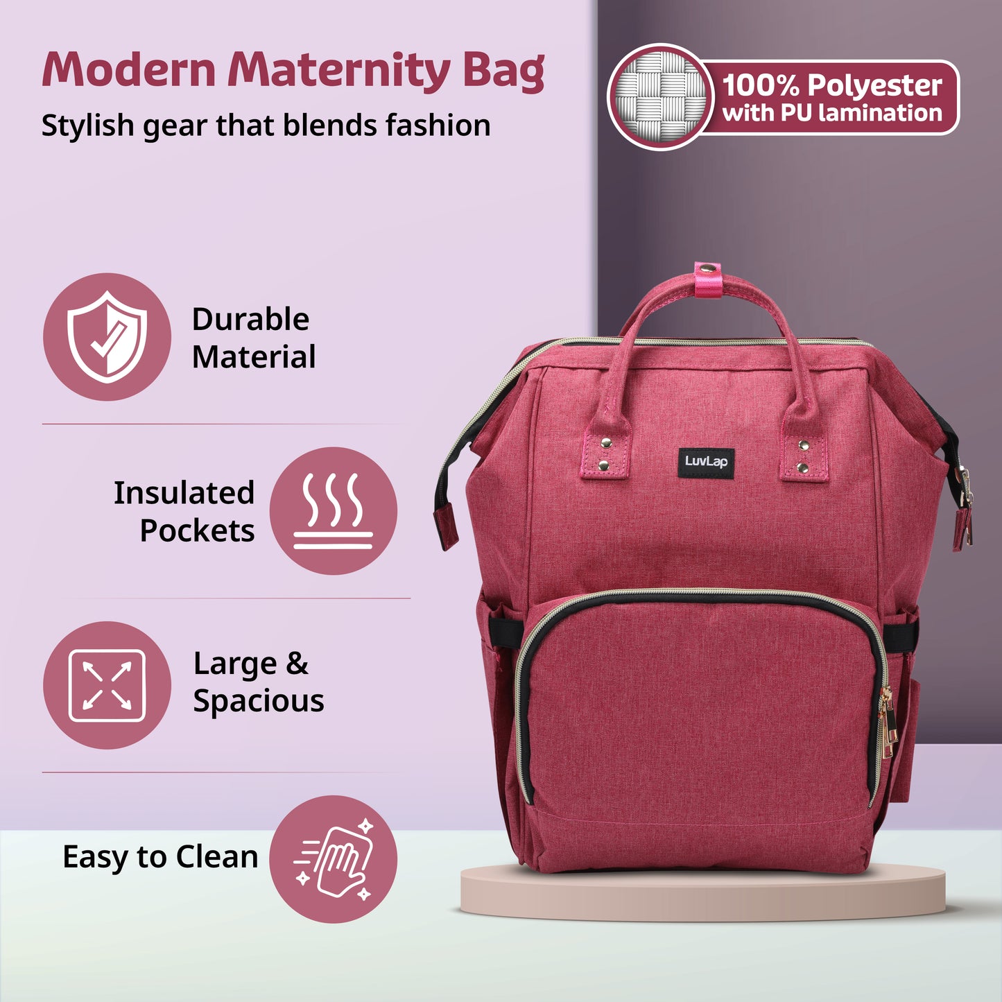 Lily Diaper Bag, Pink