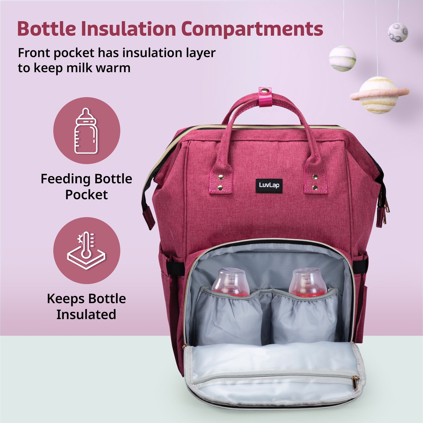 Lily Diaper Bag, Pink