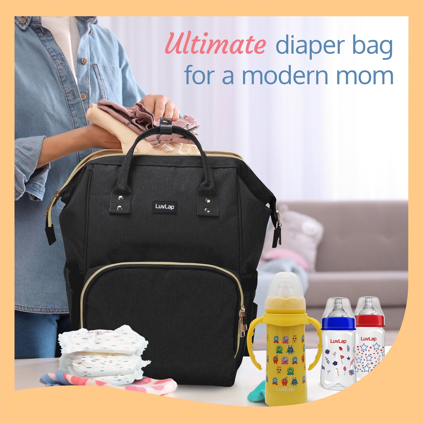 Lily Diaper Bag, Black