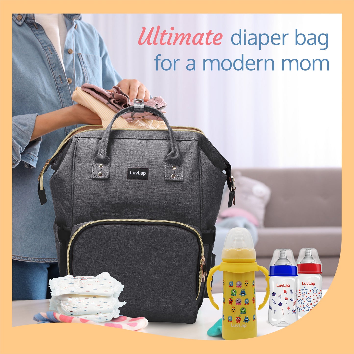 Lily Diaper Bag, Grey