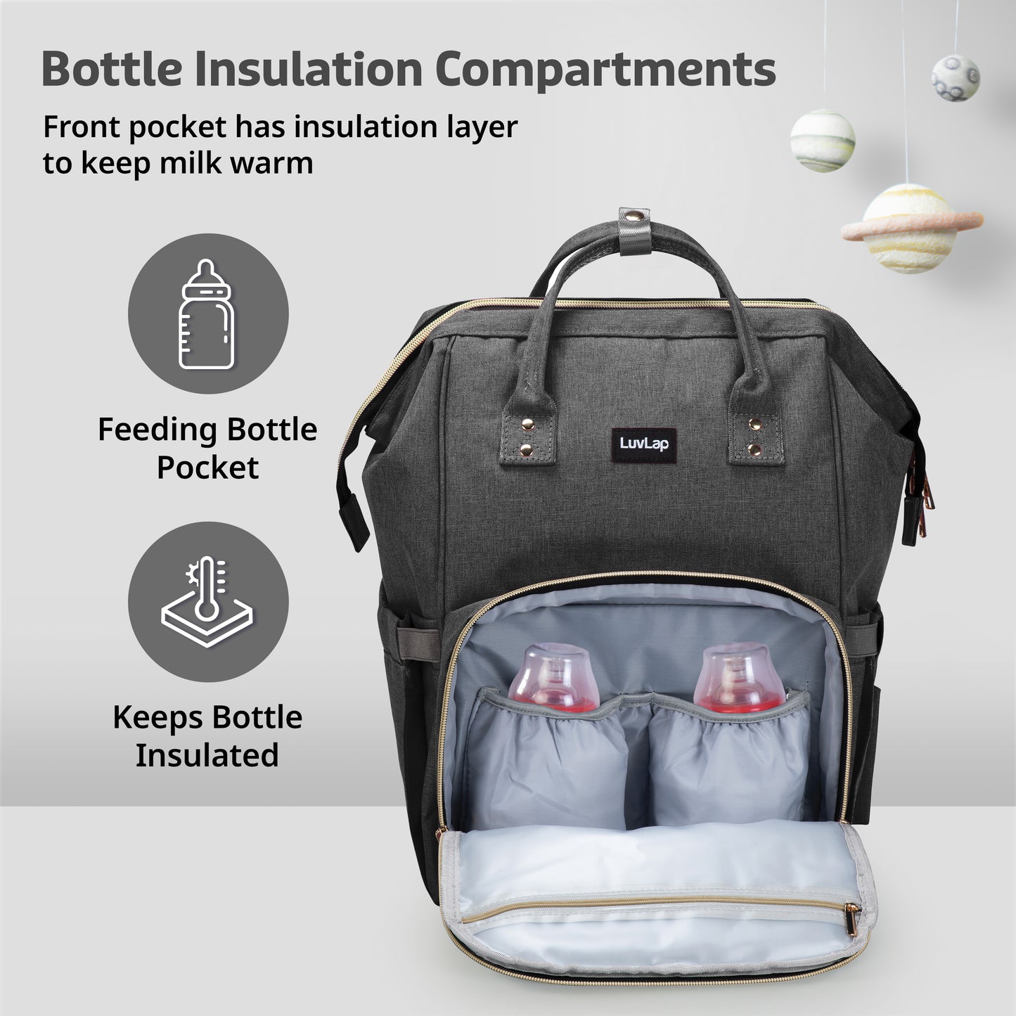 Lily Diaper Bag, Grey