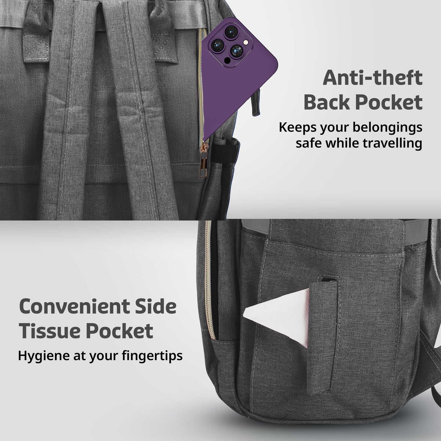 Lily Diaper Bag, Grey