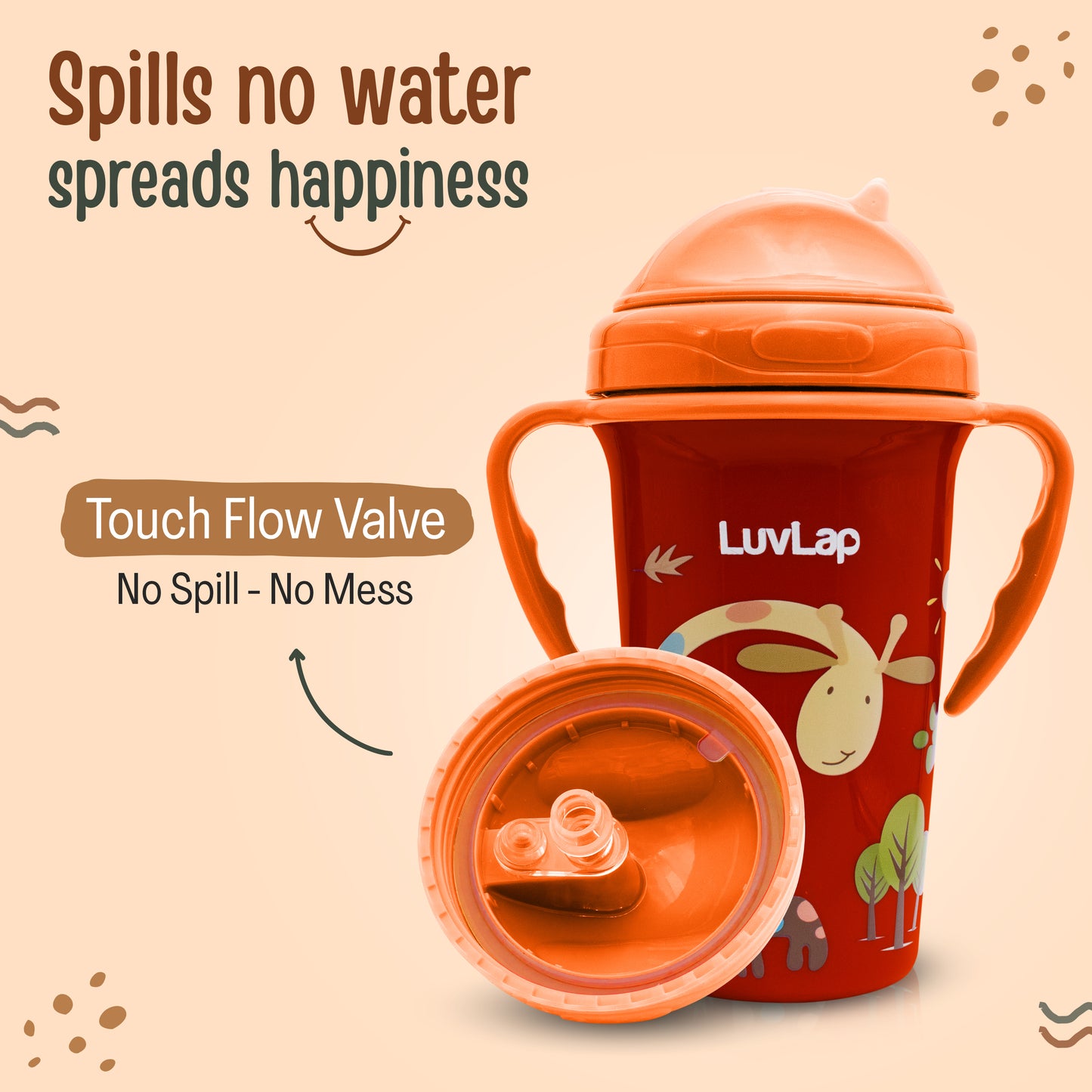 Tiny Giffy Straw Sipper, 300Ml, Orange