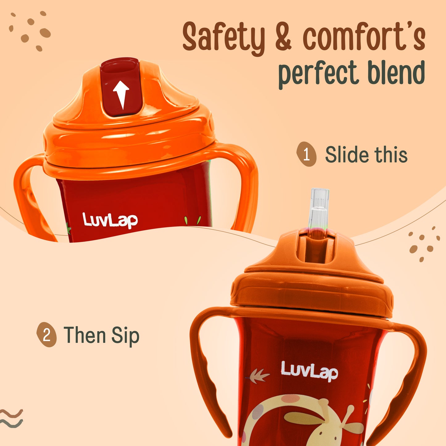Tiny Giffy Straw Sipper, 300Ml, Orange