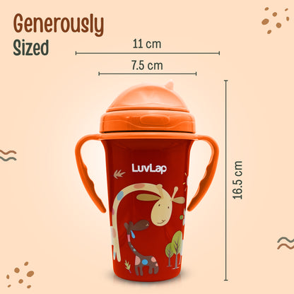 Tiny Giffy Straw Sipper, 300Ml, Orange