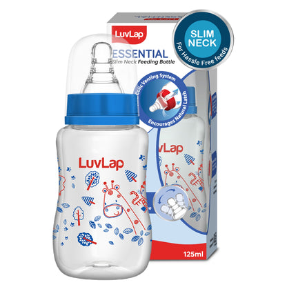 Slim Neck Essential Baby Feeding Bottle, 125ml, Jungle Tales