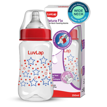 Anti-Colic Wide Neck Natura Flo Baby Feeding Bottle, 250ml