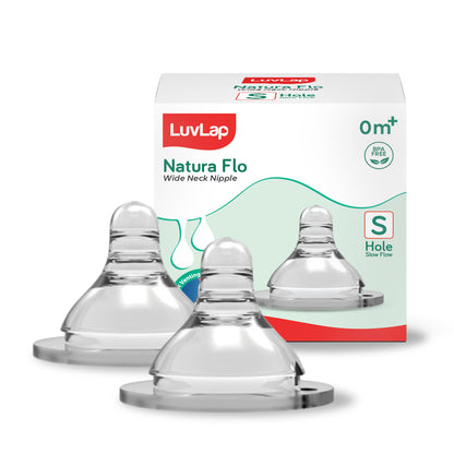 Anti-Colic Natura Flo Teat/Nipple for Wide Neck Bottle, 2pcs, Slow Flow