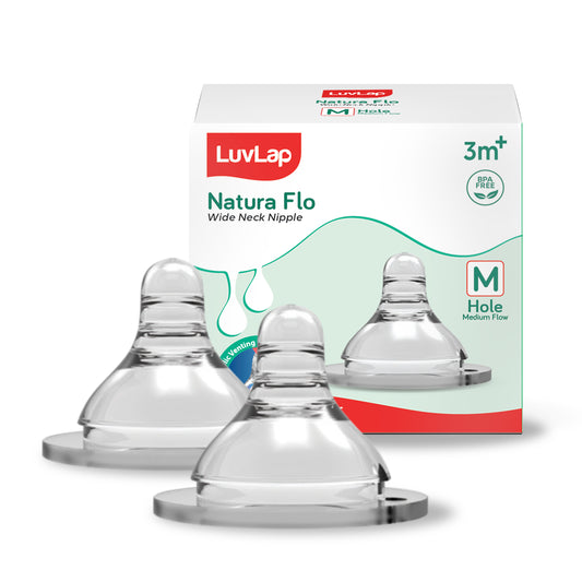 Anti-Colic Natura Flo Teat/Nipple for Wide Neck Bottle, 2pcs, Medium Flow