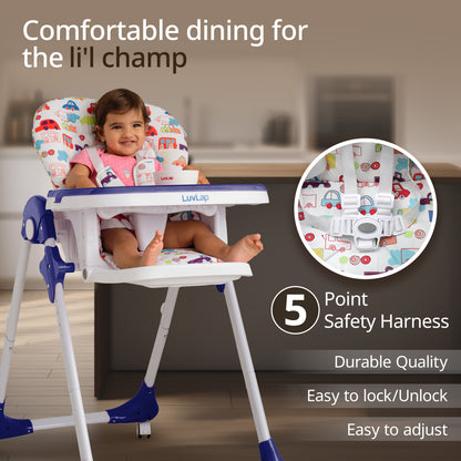 Royal High Chair for Baby, EN 71 Certified, 3 Position Recline, Baby Feeding Chair with 7 Level Height Adjustment, Adjustable Footrest, 6 Months+ (Blue)