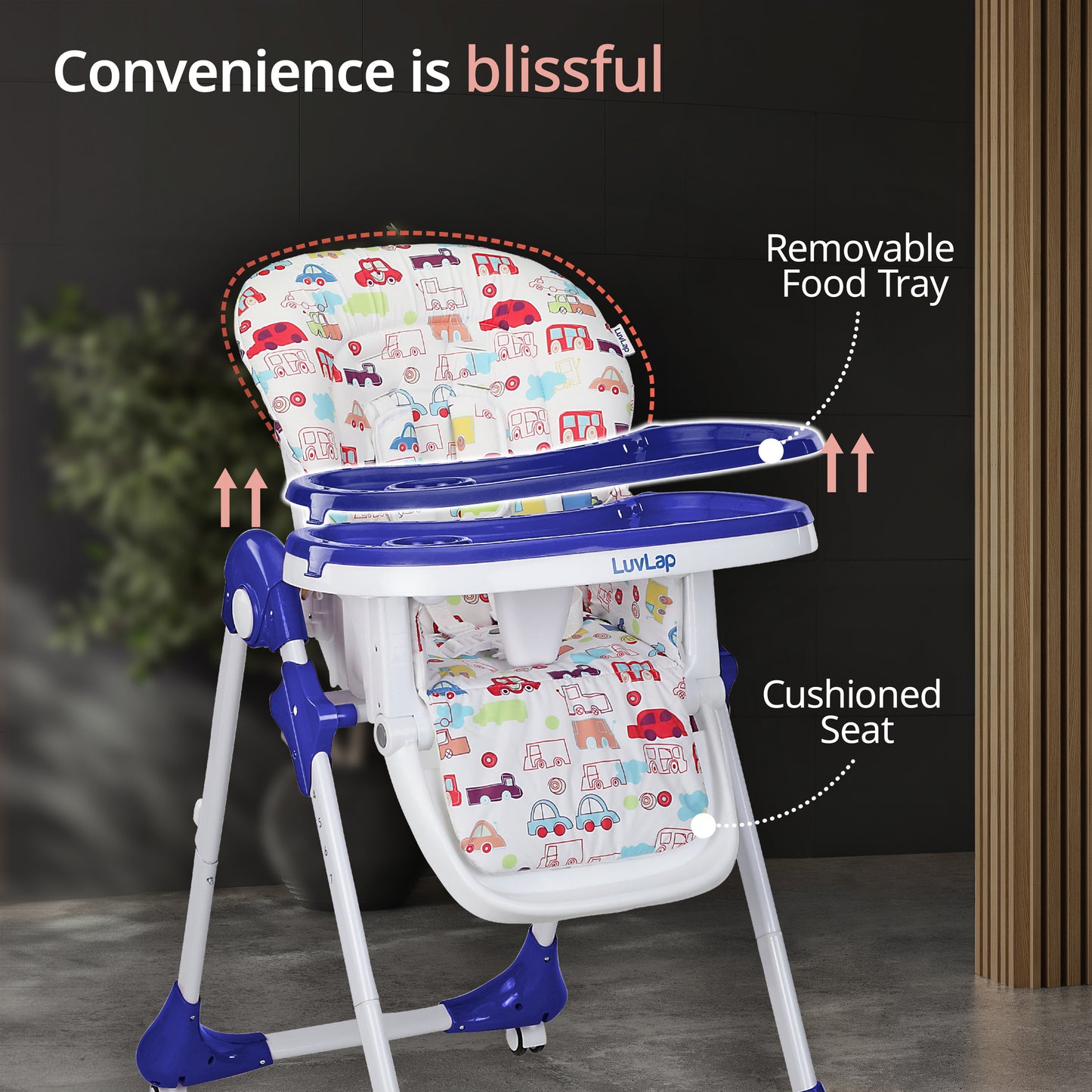 Royal High Chair for Baby, EN 71 Certified, 3 Position Recline, Baby Feeding Chair with 7 Level Height Adjustment, Adjustable Footrest, 6 Months+ (Blue)