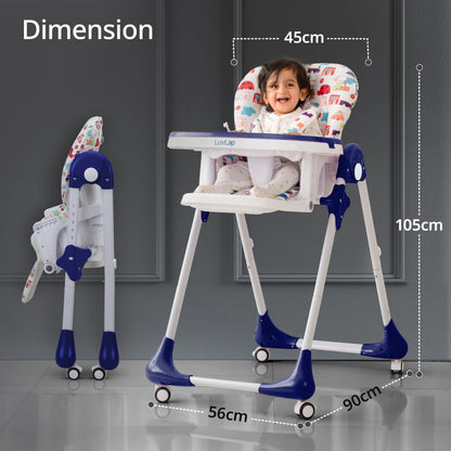 Royal High Chair for Baby, EN 71 Certified, 3 Position Recline, Baby Feeding Chair with 7 Level Height Adjustment, Adjustable Footrest, 6 Months+ (Blue)