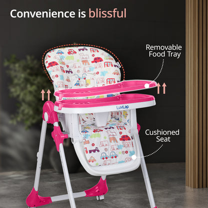 Royal High Chair for Baby, EN 71 Certified, 3 Position Recline, Baby Feeding Chair with 7 Level Height Adjustment, Adjustable Footrest, 6 Months+ (Pink)