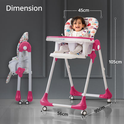 Royal High Chair for Baby, EN 71 Certified, 3 Position Recline, Baby Feeding Chair with 7 Level Height Adjustment, Adjustable Footrest, 6 Months+ (Pink)