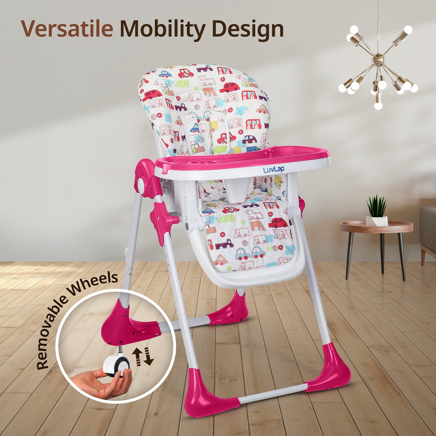 Royal High Chair for Baby, EN 71 Certified, 3 Position Recline, Baby Feeding Chair with 7 Level Height Adjustment, Adjustable Footrest, 6 Months+ (Pink)