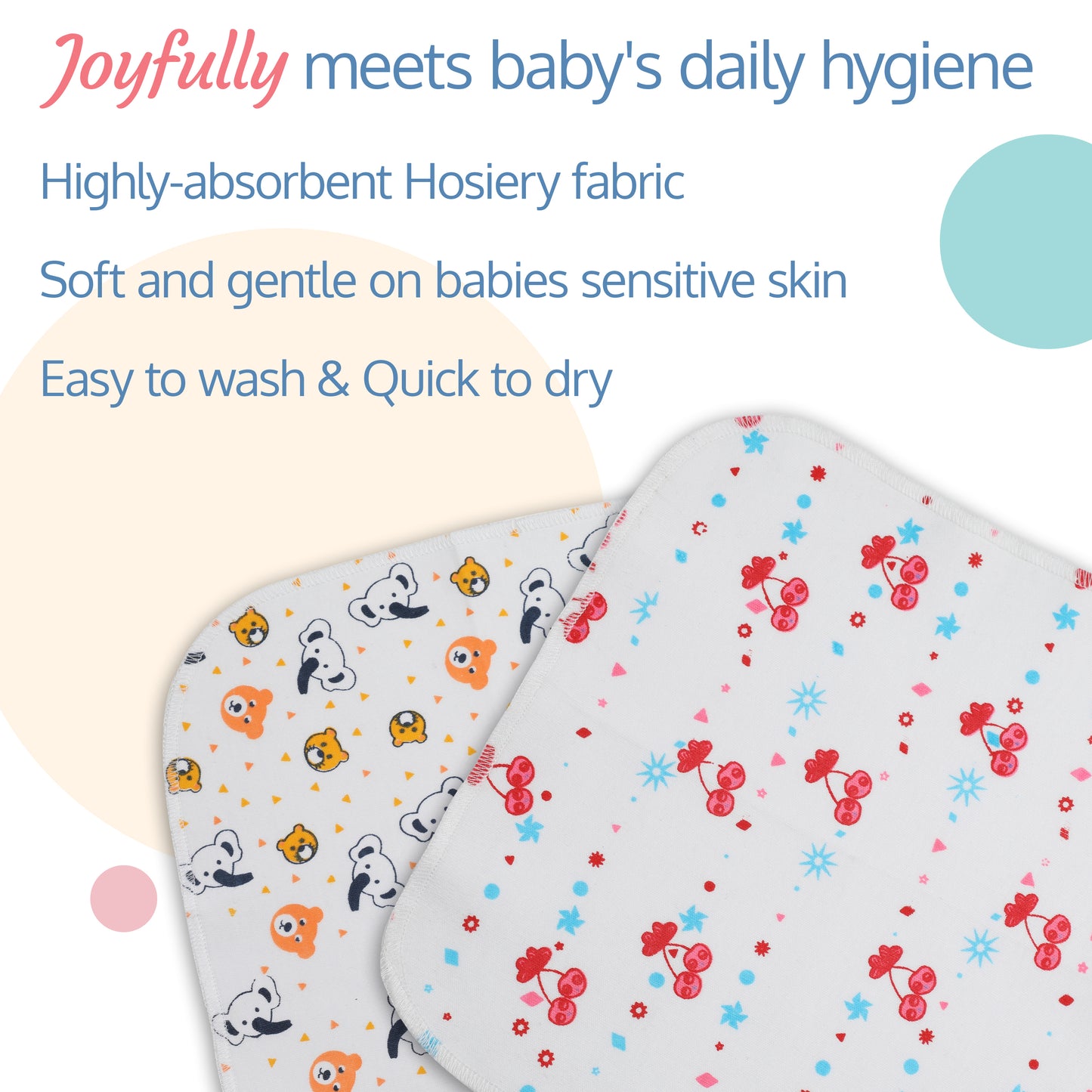 Premium Baby Washcloths, 7 Pcs, Cherry Print